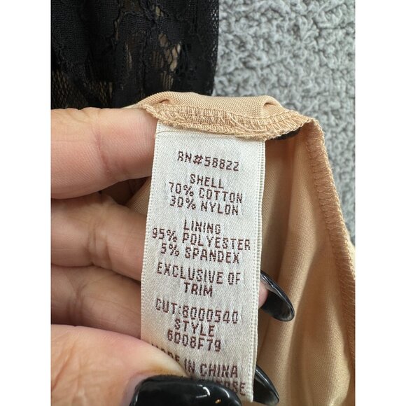 M.S.S.P Sleeveless Black Lace Blouse With Floral Pattern & Sheer Stripes Size XL - Picture 9 of 11